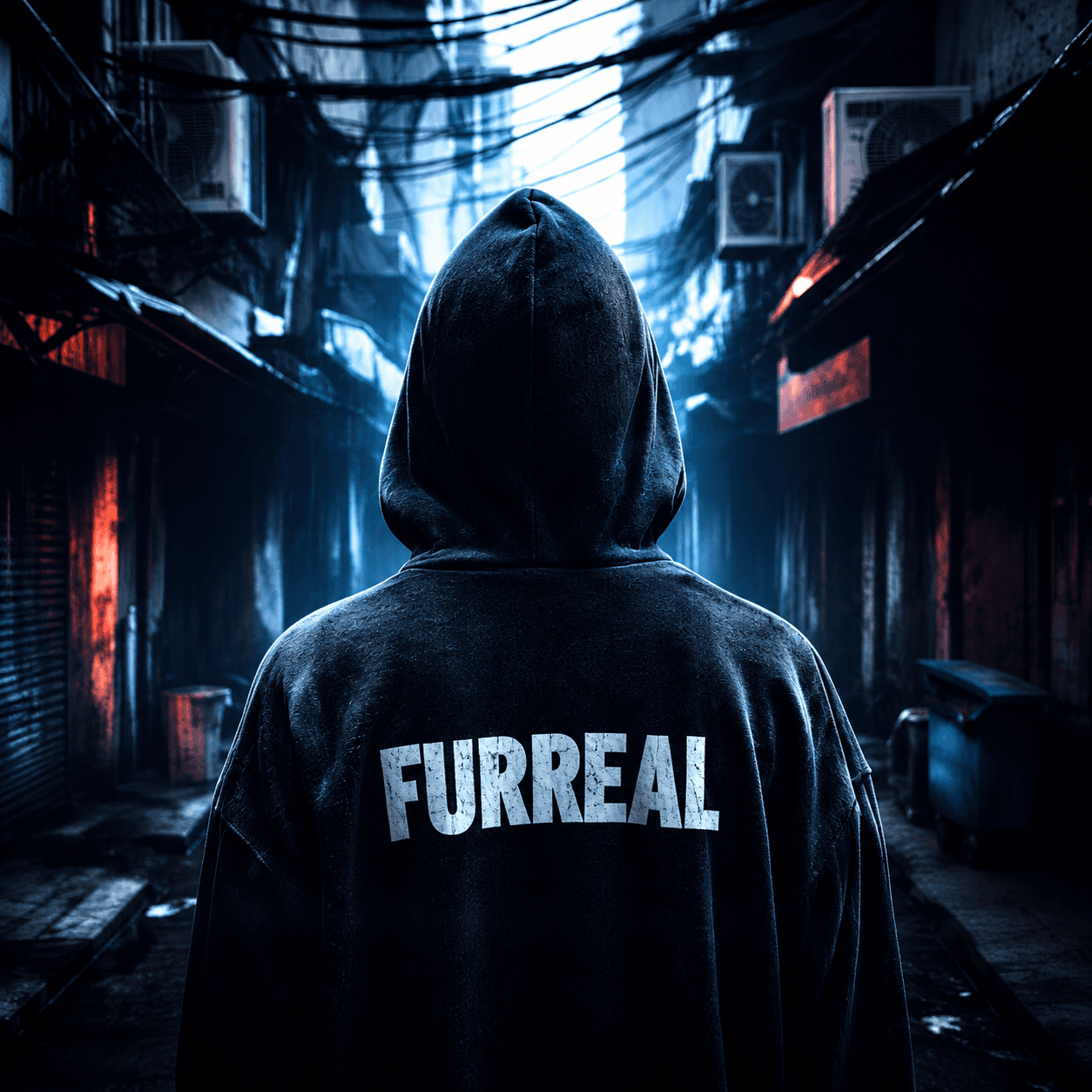 Furreal.aex profile artwork showing a hooded figure